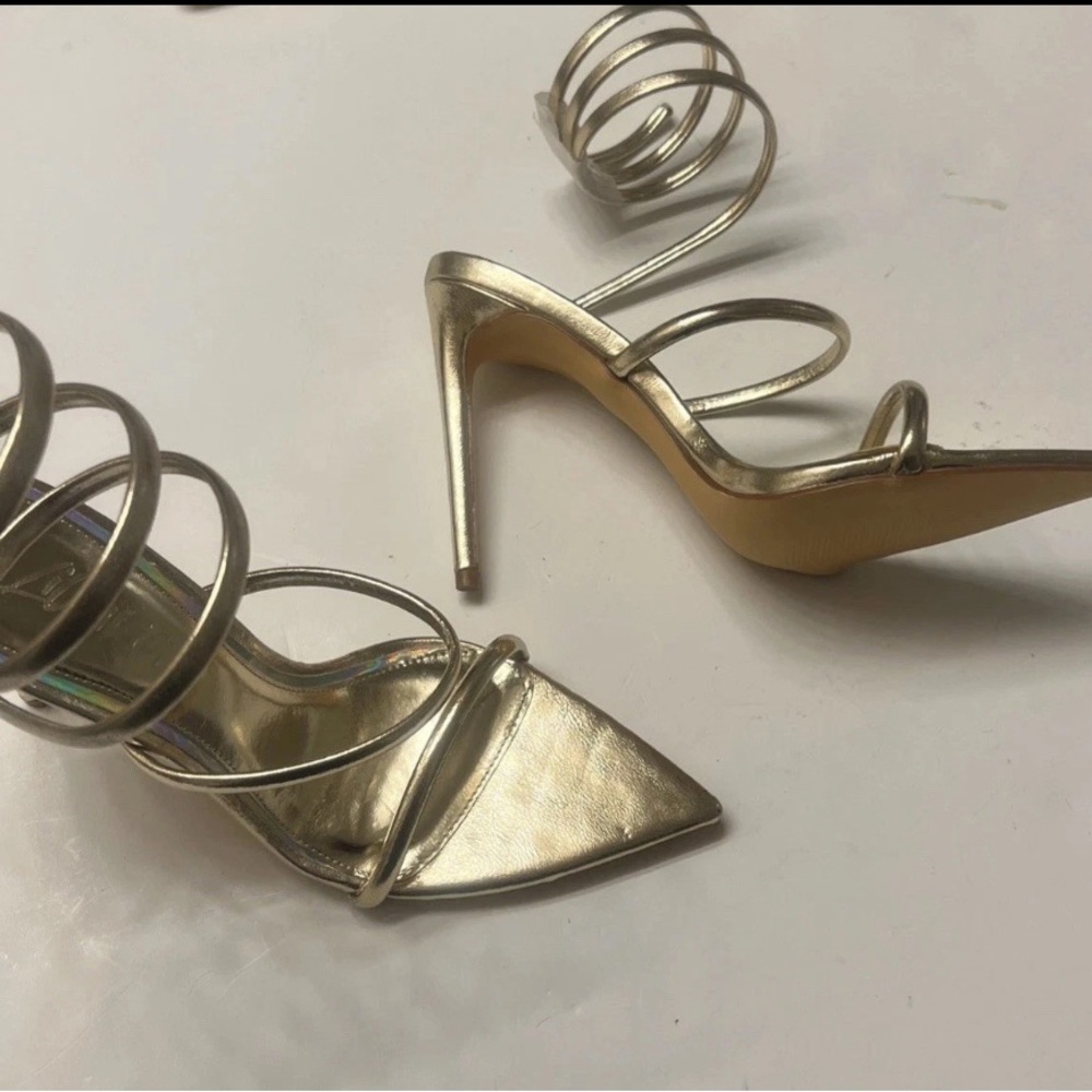Liliana Gold Stiletto Heels with Strappy Design